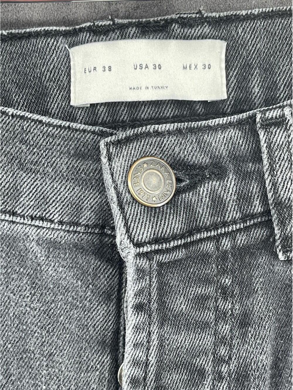 Zara Man Distressed Gray Jeans Mens USA 30 Ripped Skinny Tapered Denim - Picture 3 of 9